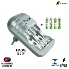 Carregador de Pilhas/Baterias com 4 Pilhas AAA FX-C03-AAA X-Cell